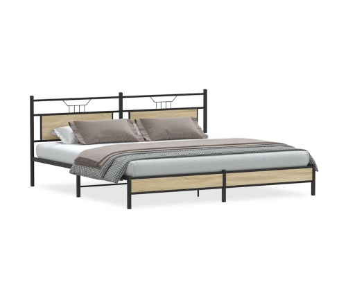 Estructura de cama sin colchón metal roble Sonoma 193x203 cm