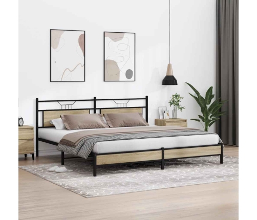 Estructura de cama sin colchón metal roble Sonoma 193x203 cm