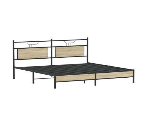 Estructura de cama sin colchón metal roble Sonoma 193x203 cm