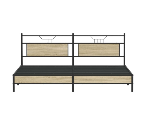 Estructura de cama sin colchón metal roble Sonoma 193x203 cm