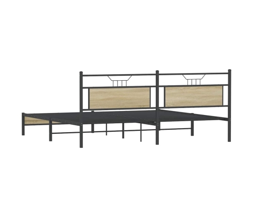 Estructura de cama sin colchón metal roble Sonoma 193x203 cm