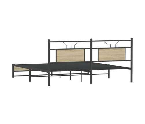 Estructura de cama sin colchón metal roble Sonoma 180x200 cm