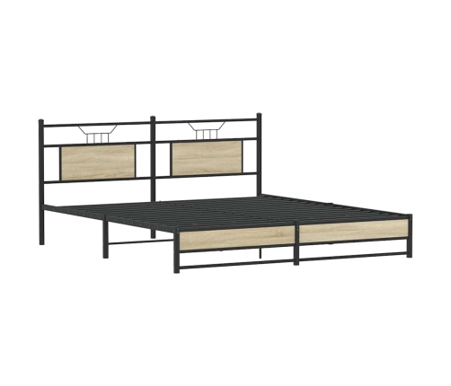 Estructura de cama sin colchón metal roble Sonoma 183x213 cm