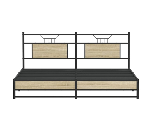 Estructura de cama sin colchón metal roble Sonoma 183x213 cm