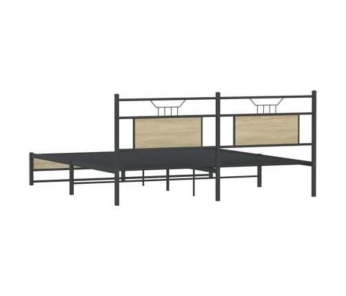 Estructura de cama sin colchón metal roble Sonoma 183x213 cm