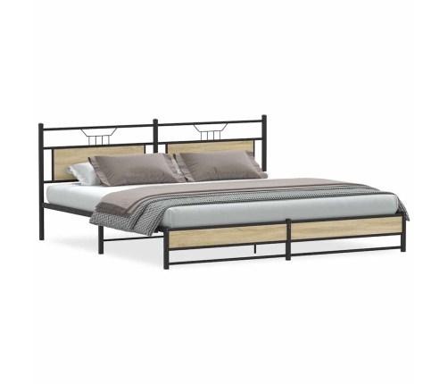 Estructura de cama sin colchón metal roble Sonoma 193x203 cm