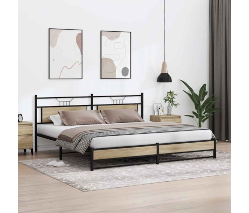 Estructura de cama sin colchón metal roble Sonoma 193x203 cm