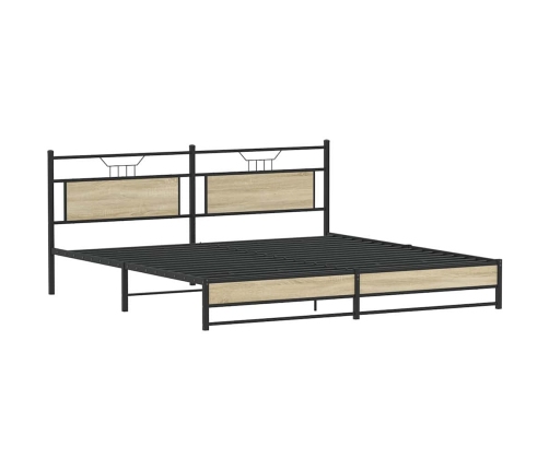 Estructura de cama sin colchón metal roble Sonoma 193x203 cm