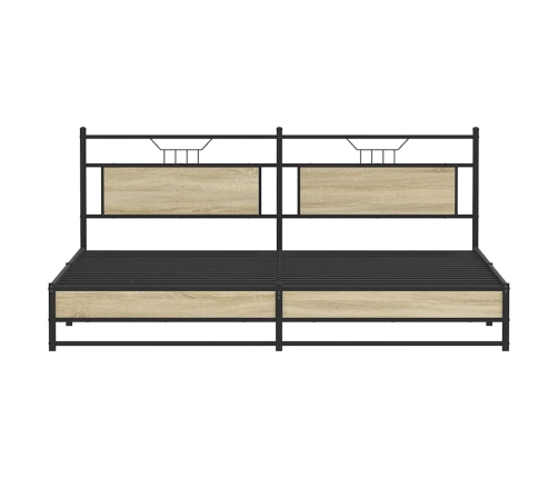 Estructura de cama sin colchón metal roble Sonoma 193x203 cm