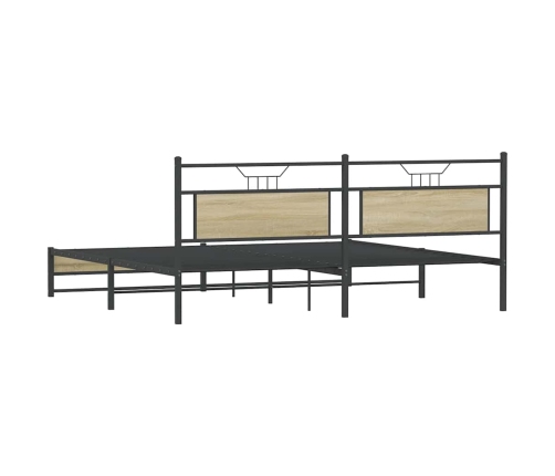 Estructura de cama sin colchón metal roble Sonoma 193x203 cm