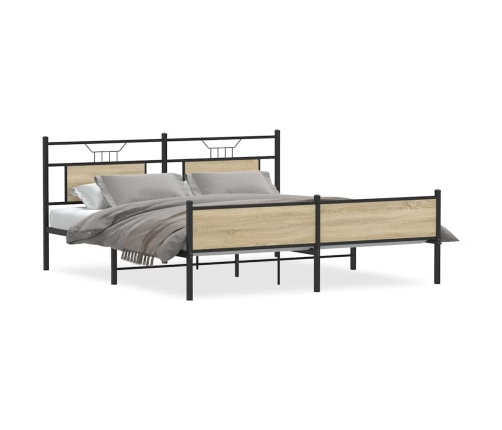 Estructura de cama sin colchón metal roble Sonoma 183x213 cm