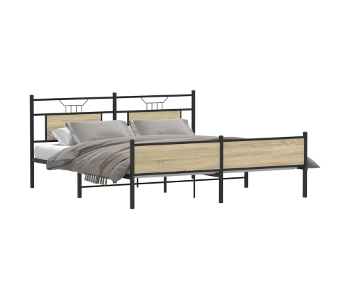 Estructura de cama sin colchón metal roble Sonoma 183x213 cm