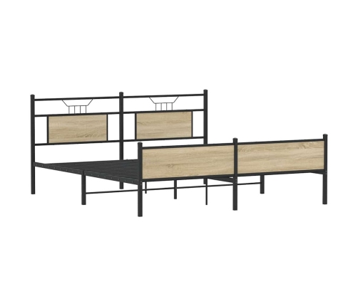 Estructura de cama sin colchón metal roble Sonoma 183x213 cm