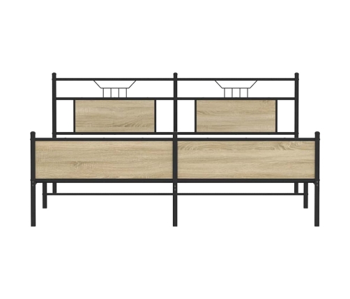 Estructura de cama sin colchón metal roble Sonoma 183x213 cm