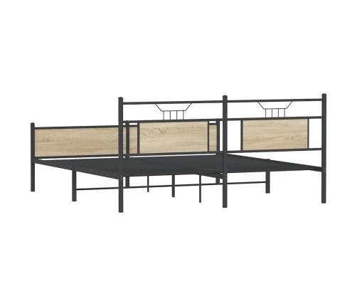 Estructura de cama sin colchón metal roble Sonoma 183x213 cm