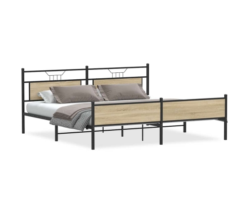 Estructura de cama sin colchón metal roble Sonoma 193x203 cm