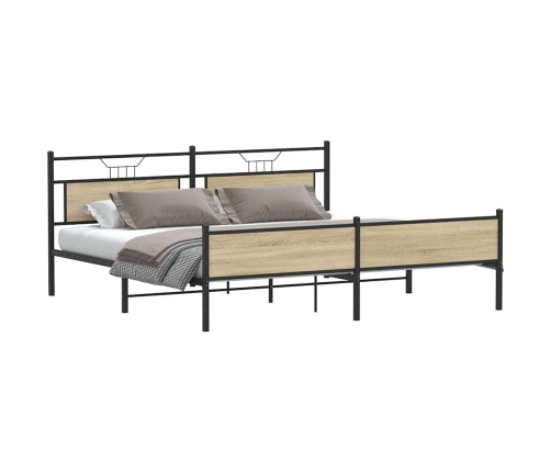 Estructura de cama sin colchón metal roble Sonoma 193x203 cm