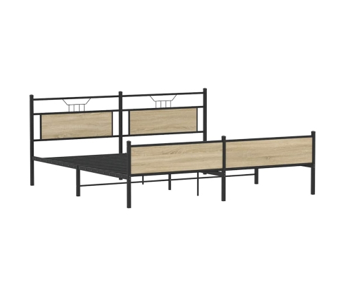 Estructura de cama sin colchón metal roble Sonoma 193x203 cm