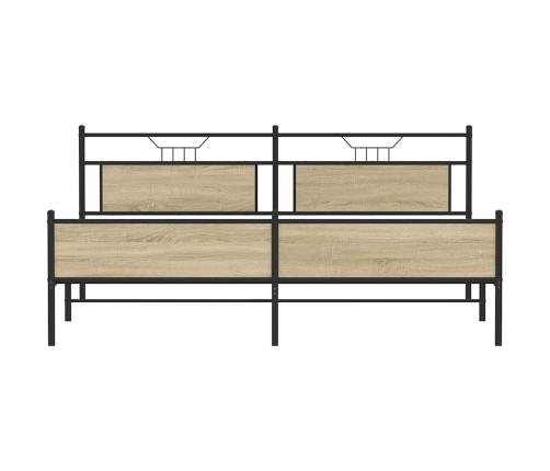 Estructura de cama sin colchón metal roble Sonoma 193x203 cm