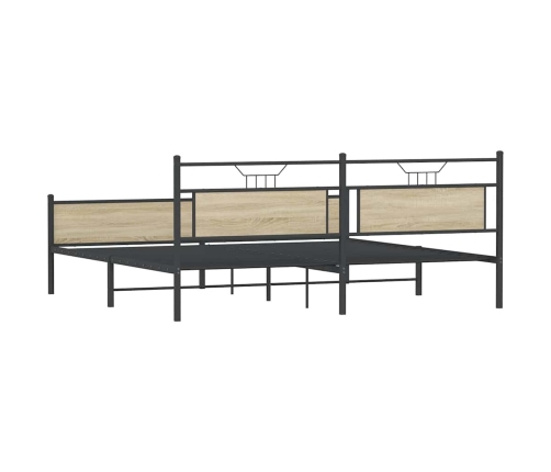 Estructura de cama sin colchón metal roble Sonoma 200x200 cm