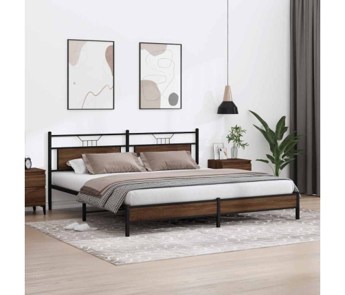 Estructura de cama sin colchón metal roble marrón 193x203 cm