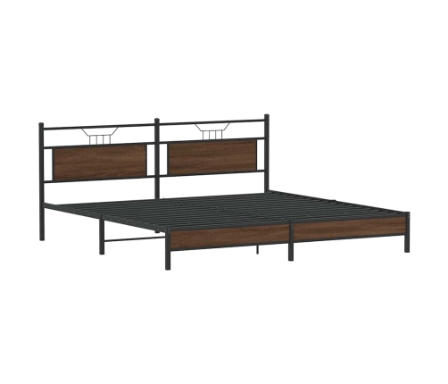 Estructura de cama sin colchón metal roble marrón 193x203 cm