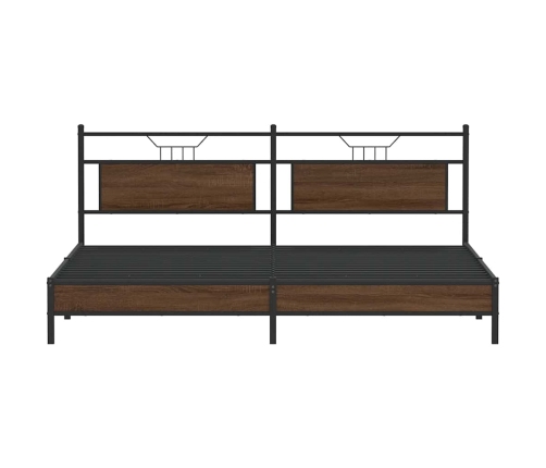 Estructura de cama sin colchón metal roble marrón 193x203 cm