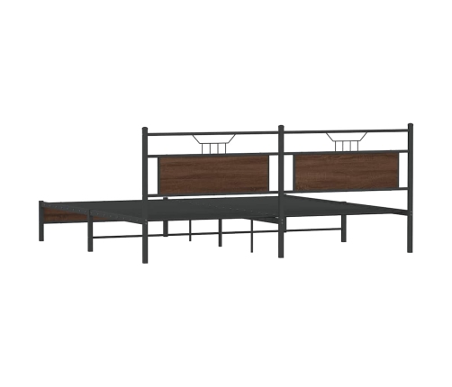 Estructura de cama sin colchón metal roble marrón 193x203 cm