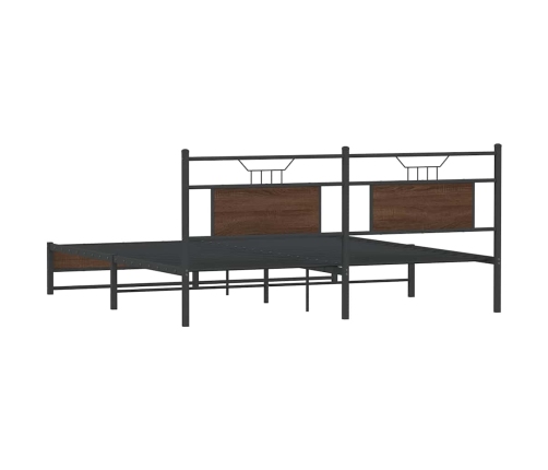 Estructura de cama sin colchón metal roble marrón 180x200 cm