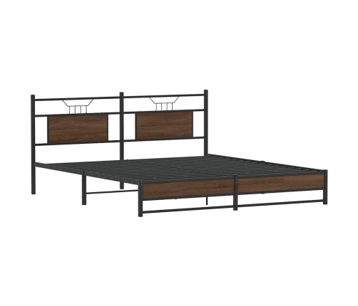 Estructura de cama sin colchón metal roble marrón 183x213 cm