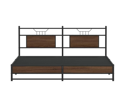 Estructura de cama sin colchón metal roble marrón 183x213 cm