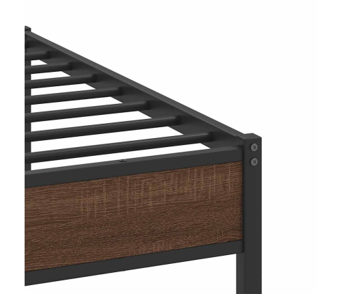 Estructura de cama sin colchón metal roble marrón 183x213 cm