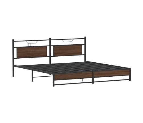 Estructura de cama sin colchón metal roble marrón 193x203 cm