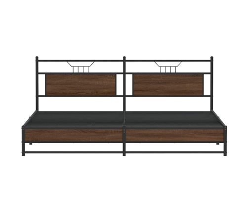 Estructura de cama sin colchón metal roble marrón 193x203 cm