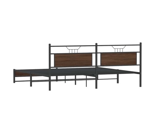 Estructura de cama sin colchón metal roble marrón 200x200 cm