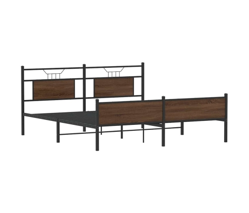 Estructura de cama sin colchón metal roble marrón 183x213 cm