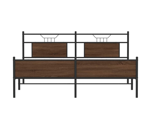 Estructura de cama sin colchón metal roble marrón 183x213 cm