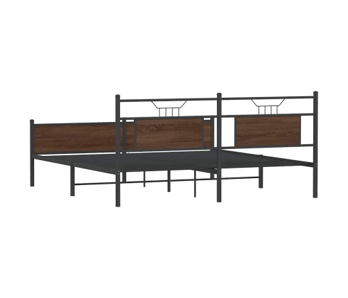 Estructura de cama sin colchón metal roble marrón 183x213 cm