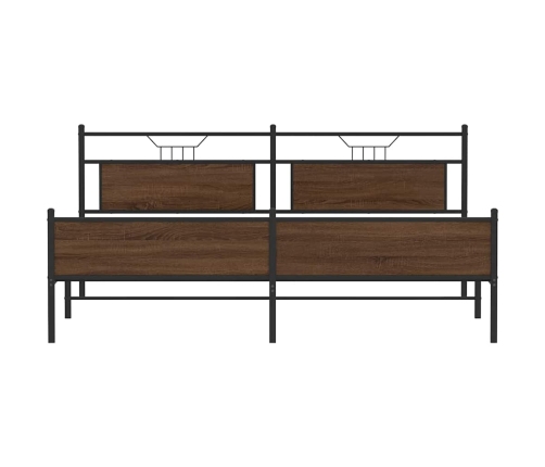 Estructura de cama sin colchón metal roble marrón 193x203 cm