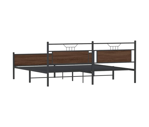 Estructura de cama sin colchón metal roble marrón 193x203 cm