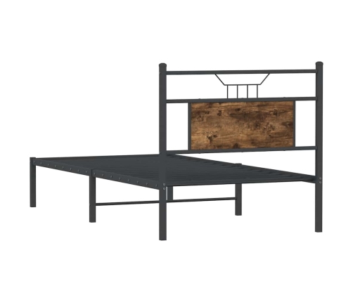 Estructura cama sin colchón madera roble ahumado 75x190 cm