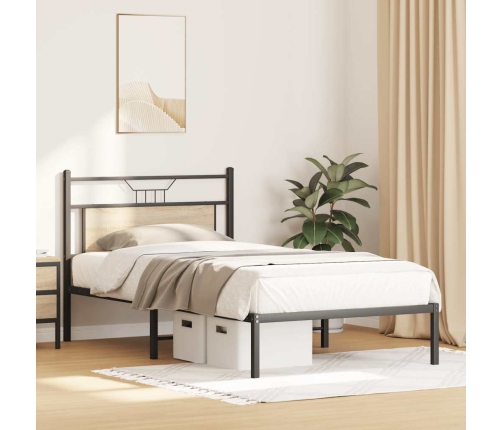 Estructura de cama sin colchón 107x203 cm madera roble Sonoma