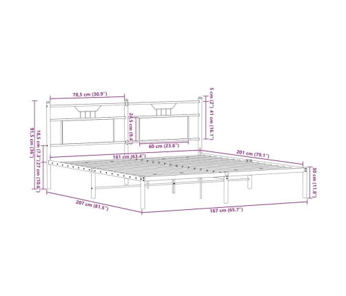 Estructura de cama madera de ingeniería roble Sonoma 160x200 cm