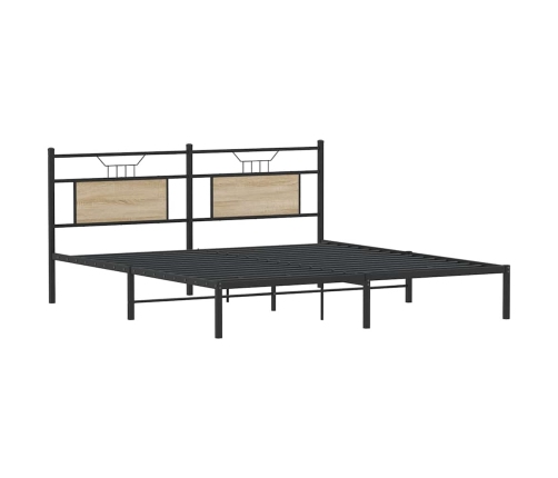 Estructura de cama sin colchón 183x203 cm madera roble Sonoma