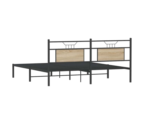 Estructura de cama sin colchón 183x203 cm madera roble Sonoma