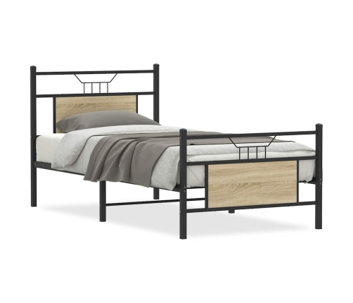 Estructura de cama sin colchón madera roble Sonoma 75x190 cm