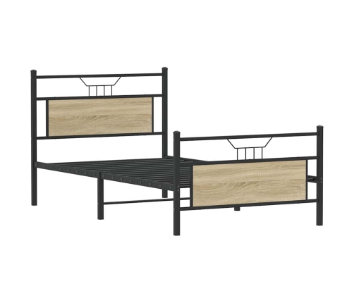 Estructura de cama sin colchón 107x203 cm madera roble Sonoma