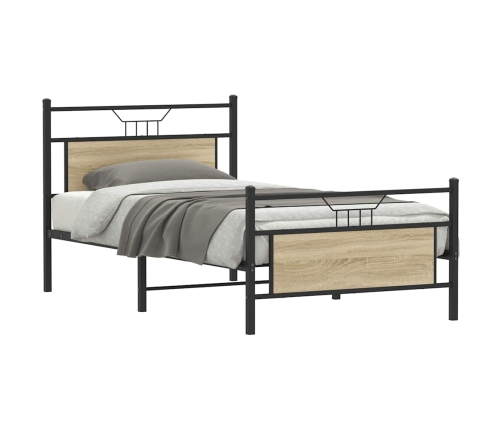 Estructura de cama sin colchón 107x203 cm madera roble Sonoma