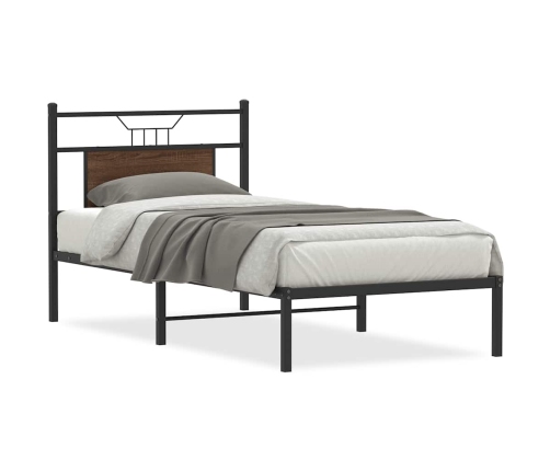 Estructura de cama sin colchón madera marrón roble 75x190 cm