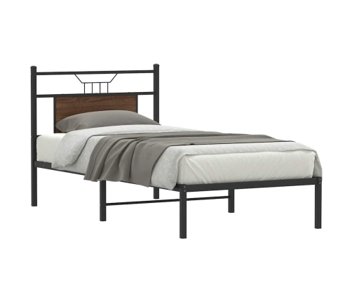 Estructura de cama sin colchón madera marrón roble 75x190 cm